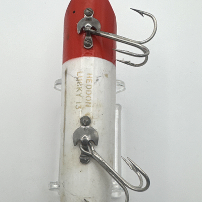 Vintage Heddon Lucky 13 Fishing Lure Rare Red White Old Original