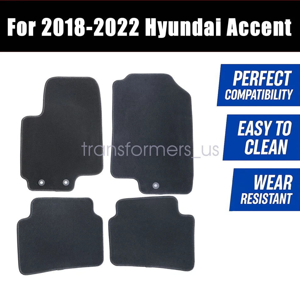 For 2018 2019 2020-2022 Hyundai Accent Front & Rear Floor Mats Carpet Black New - Image 4 of 4