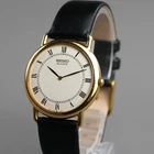 SEIKO 1984 Vintage 1E20-0140 Men's Watch Gold 30mm New Battery New Leather Band