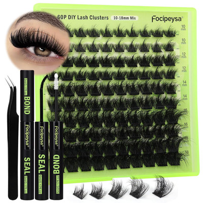 Lash Clusters DIY Lash Extension Kit 60P Eyelash Extension Wispy Individual Lash