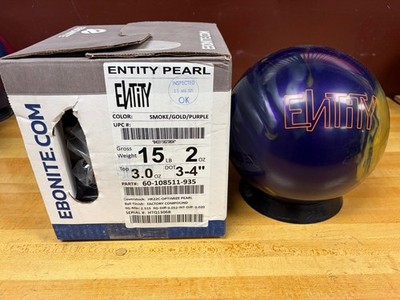 Ebonite Entity Pearl 15lb 2oz, 3.0 top weight, 3-4'' pin