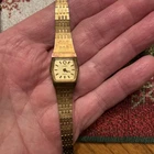 Vintage 80s TIMEX Q Women’s K Cell Quartz Watch Gold Case Dial  Untested