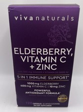 Viva Naturals Sambucus Elderberry with Vitamin C, Zinc, Vitamin D3. EXP : 8/26