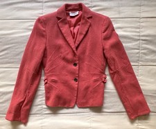 Akris Punto Coral Pink Wool Cashmere Blazer Jacket 4 Origami Pleated Buckle READ