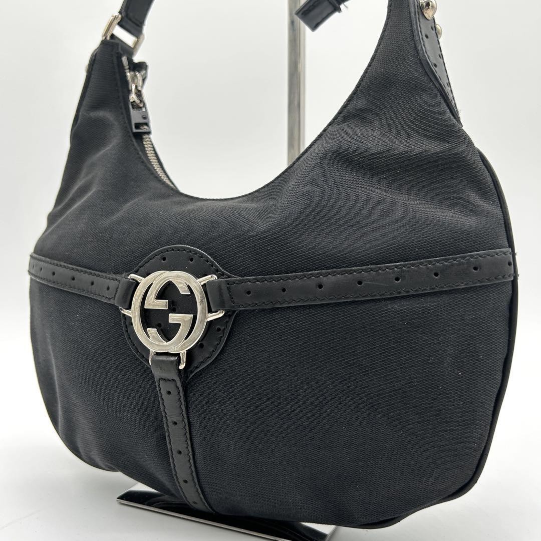 Vintage Gucci GG Canvas Leather Interlocking Shoulder Bag