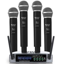 Wireless Microphone System, Pro 4-Channel Cordless Mic Set with Four Handheld...