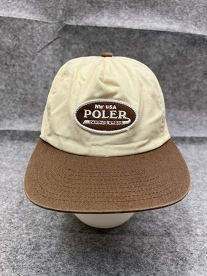 Poler Hat Cap Snap Back Adult One Size Ivory Brown 100% Cotton Outdoor Gear Camp