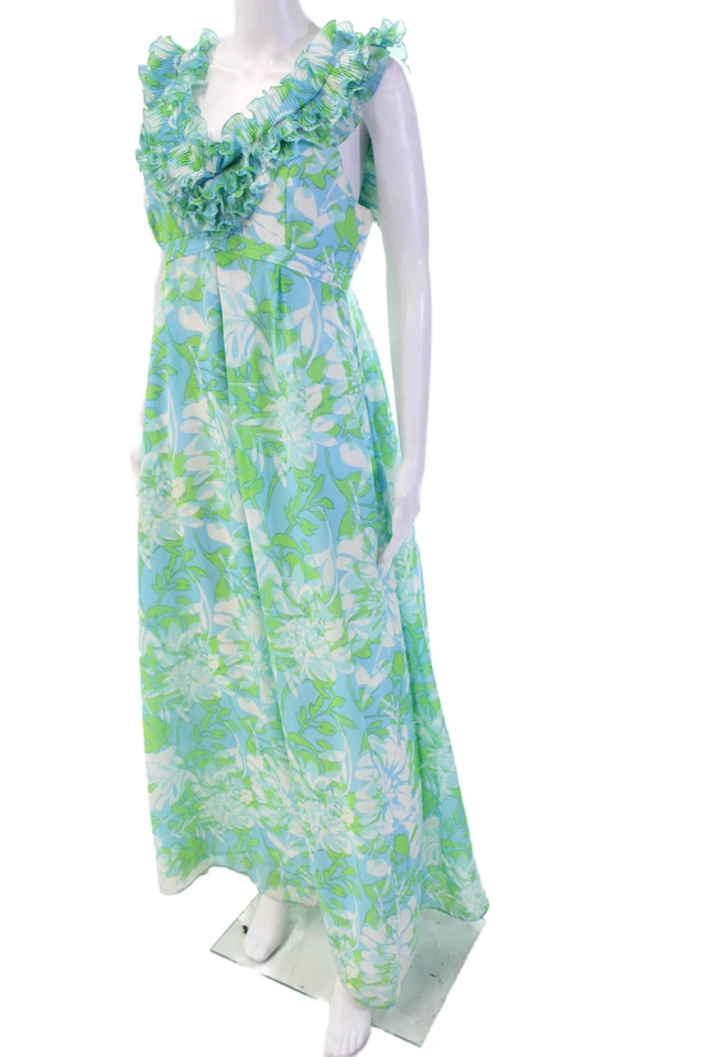 Женский макси-сарафан Lilly Pulitzer синий цветочный с v-образным вырезом без рукавов размер 8 - Изображение 2 из 4