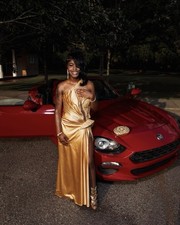Women's Gold Satin Sweetheart Strapless Sequin Long Formal Party Gown