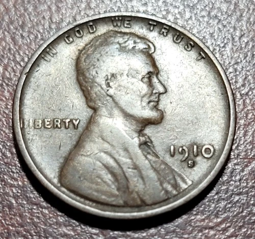 1910-S Lincoln Wheat Cent VG Original Toning Better Date Coin Penny