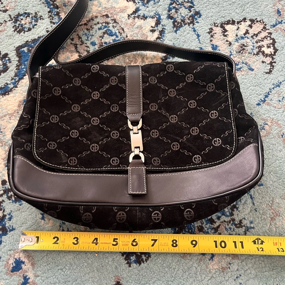 Bolsa de mão Gianni Bini vintage couro preto fecho magnético anos 90 Y2K - Imagem 3 de 4