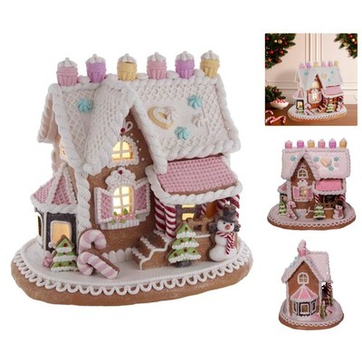 Elegant Multi-Colored 9-Inch LED Gingerbread House - A Winter Wonderland Accent
