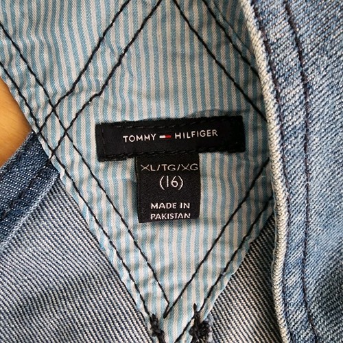 TOMMY HILFIGER Denim Short Overalls Sz 16 Girls - Picture 5 of 6
