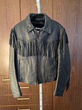 Vintage Schott NYC 1980s Fringe Black Leather Jacket w/ Removable Lining Sz 18