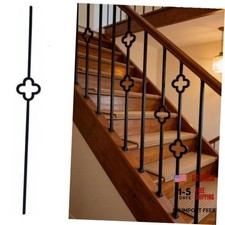 1/2" Square Iron Balusters for Staircase Interior, 5 1/2"Square Single Clover 5