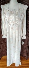 Gilligan O'Malley Nightgown Medium Floral Lace Ruffle Embroidered Cottagecore