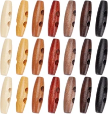 70Pcs Oval Wooden Buttons Wood Horn Toggle Buttons Accessories 1.57X0.43 2 Holes
