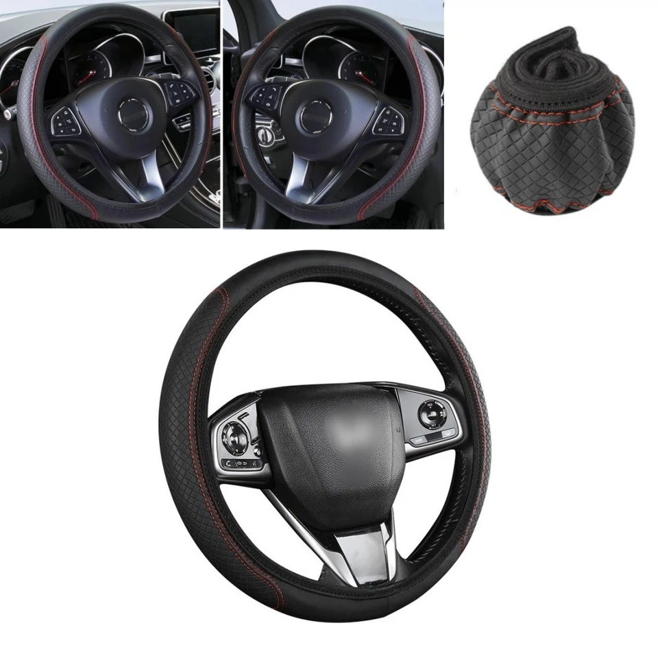 Cubierta universal del volante del coche cubierta antideslizante de cuero para volante automático Foto 2 de 4