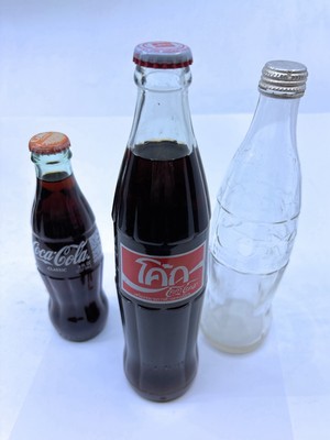 Rare Lot Of 3 Coke A Cola Collectible Bottles Thailand, Oldest Rodeo since 1888