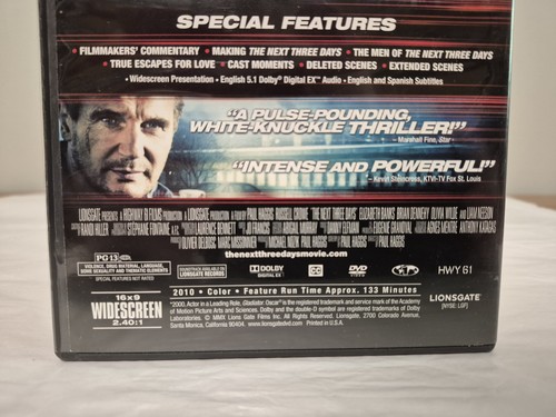 The Next Three Days (2010, DVD) Russell Crowe. Free Shipping! - Picture 3 of 6
