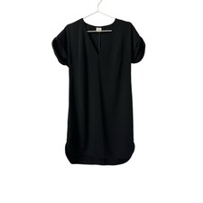 A New Day Black Sheath V-neck Shirt Dress size XS