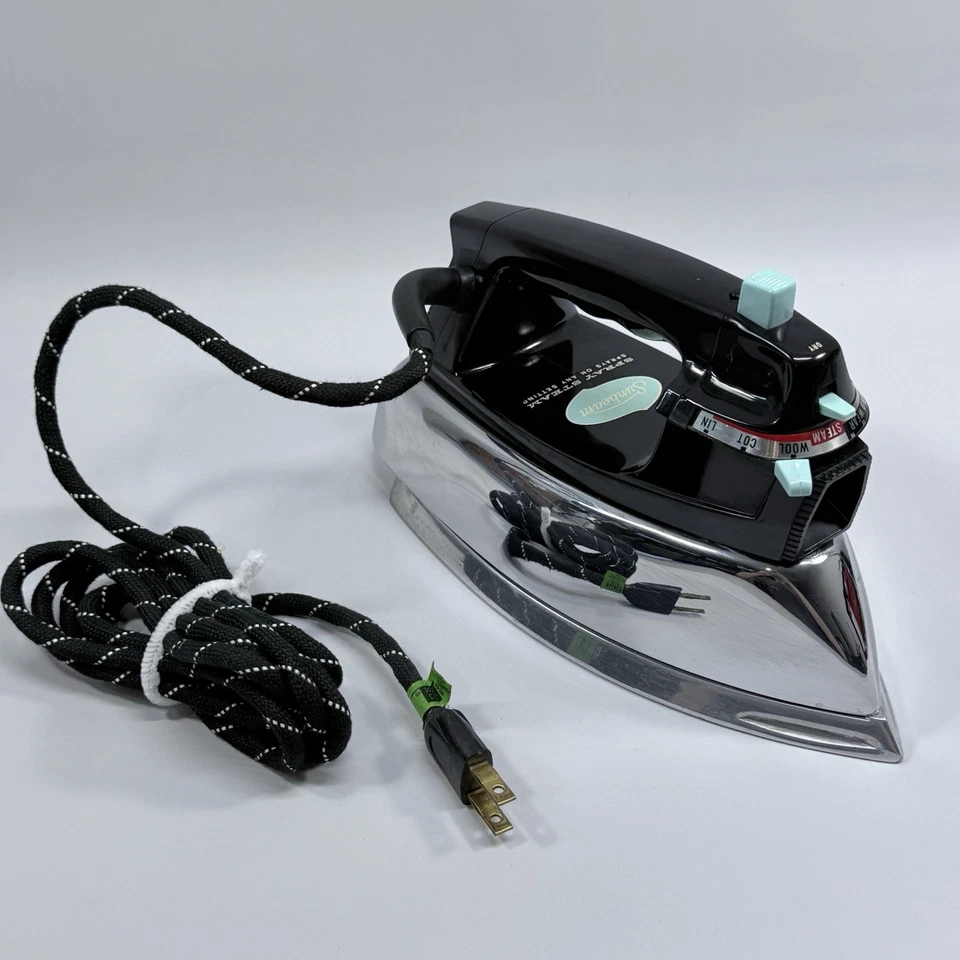 Plancha de vapor o seca Sunbeam Spray vintage modelo SS-A EE. UU. negra y cromada - funciona Foto 2 de 4