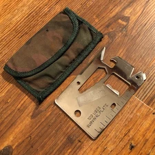 Vintage 80s 90s 100 Uses Survival Plate Stainless Steel Multi-Tool & Belt Pouch