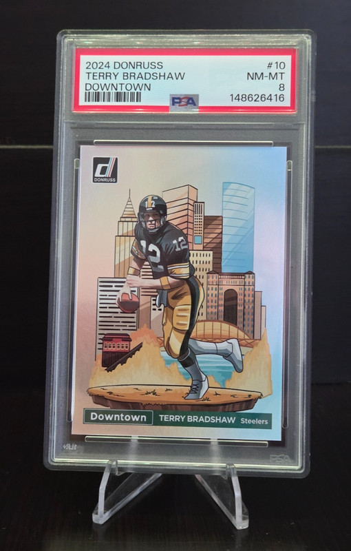 Panini 2024 Donruss Optic Downtown! Prizm Terry Bradshaw #10 PSA 8 Steelers