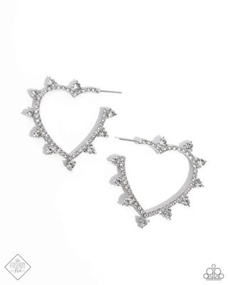 Paparazzi Heart Earrings - Excessive Elevation - White