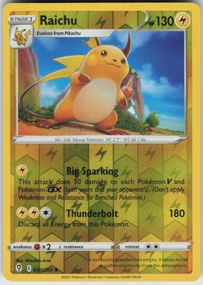 PO-04 Reverse Holo Raichu 050/203 Holo Rare SWSH07: Evolving Skies