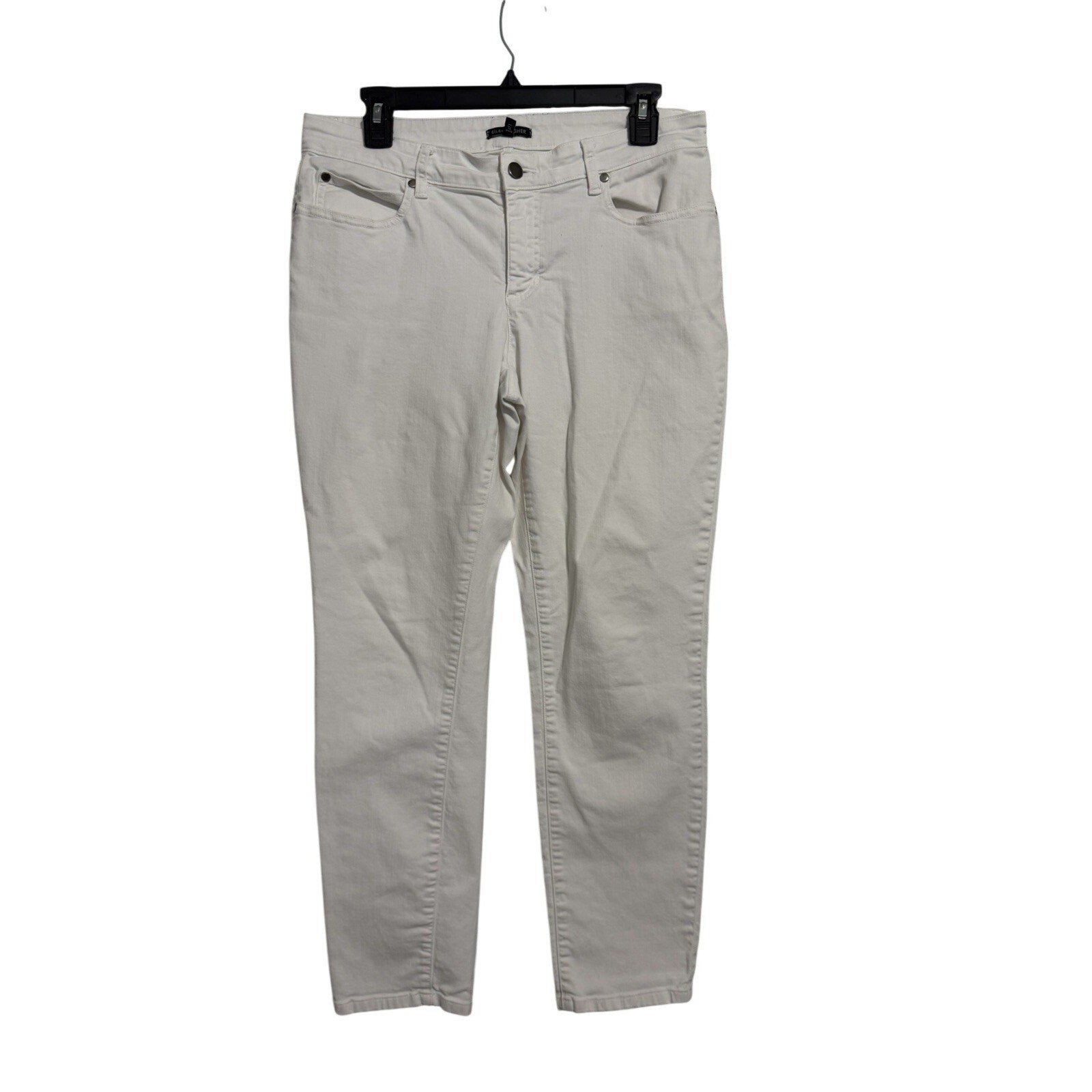 Eileen Fisher White Organic Cotton Stretch Slim Ankle Jeans Womens Size 10
