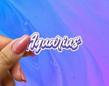 Aquarius Text Vinyl Sticker - Astrology Decal