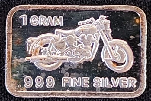 1 Gram .999 Fine Silver Art Bar Ingot. Harley Davidson. Fun Way Of Investing.