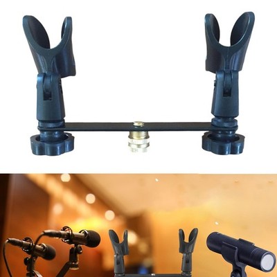 Doppel Mikrofone Clips 1 bis 2 Mikrofonhalterung Universal Anti Rutsch für Mikrofonständer