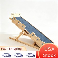 45" Adjustable Dog Ramp for Bed 5 Height Settings 11.4-25.6", Anti-Slip Rubber M
