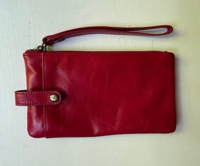 HOBO King Leather Wristlet Wallet in Garnet Red | New, Defect