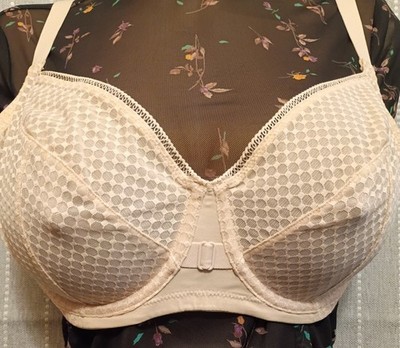 Beige Colored Unpadded Lined Wired Deep Plunge Balconette Bra By Playtex Sz 36DD