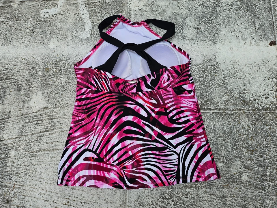 Traje de baño para mujer Dana Buchman top rojo/negro estampado animal talla 8 Foto 3 de 4