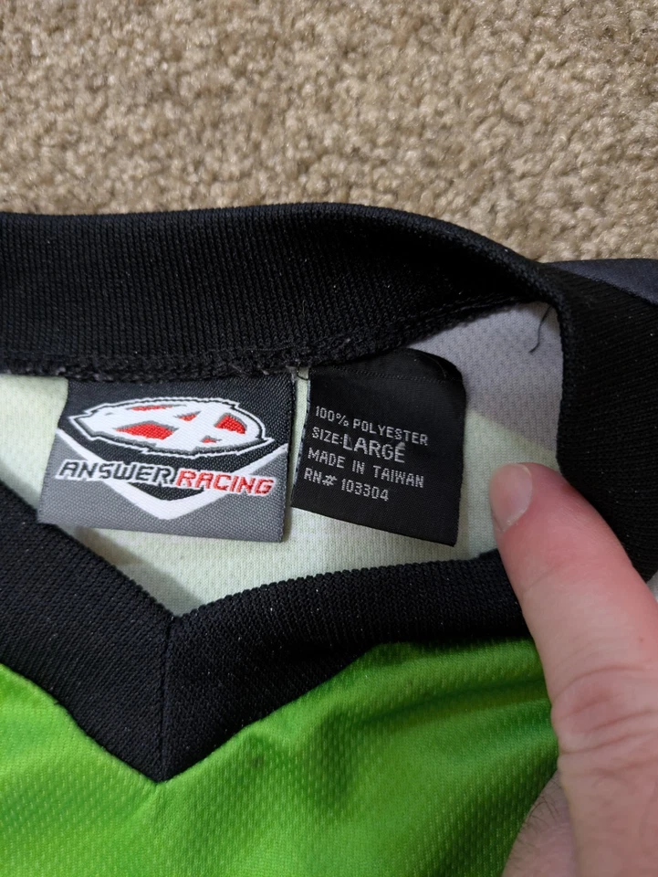 Camiseta Answer Racing para hombre grande verde manga larga acolchada  Foto 3 de 4