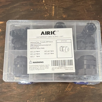#ad AIRIC Waterproof Cable Gland NPT Assortment Kit Nylon PA66 Black $12.08