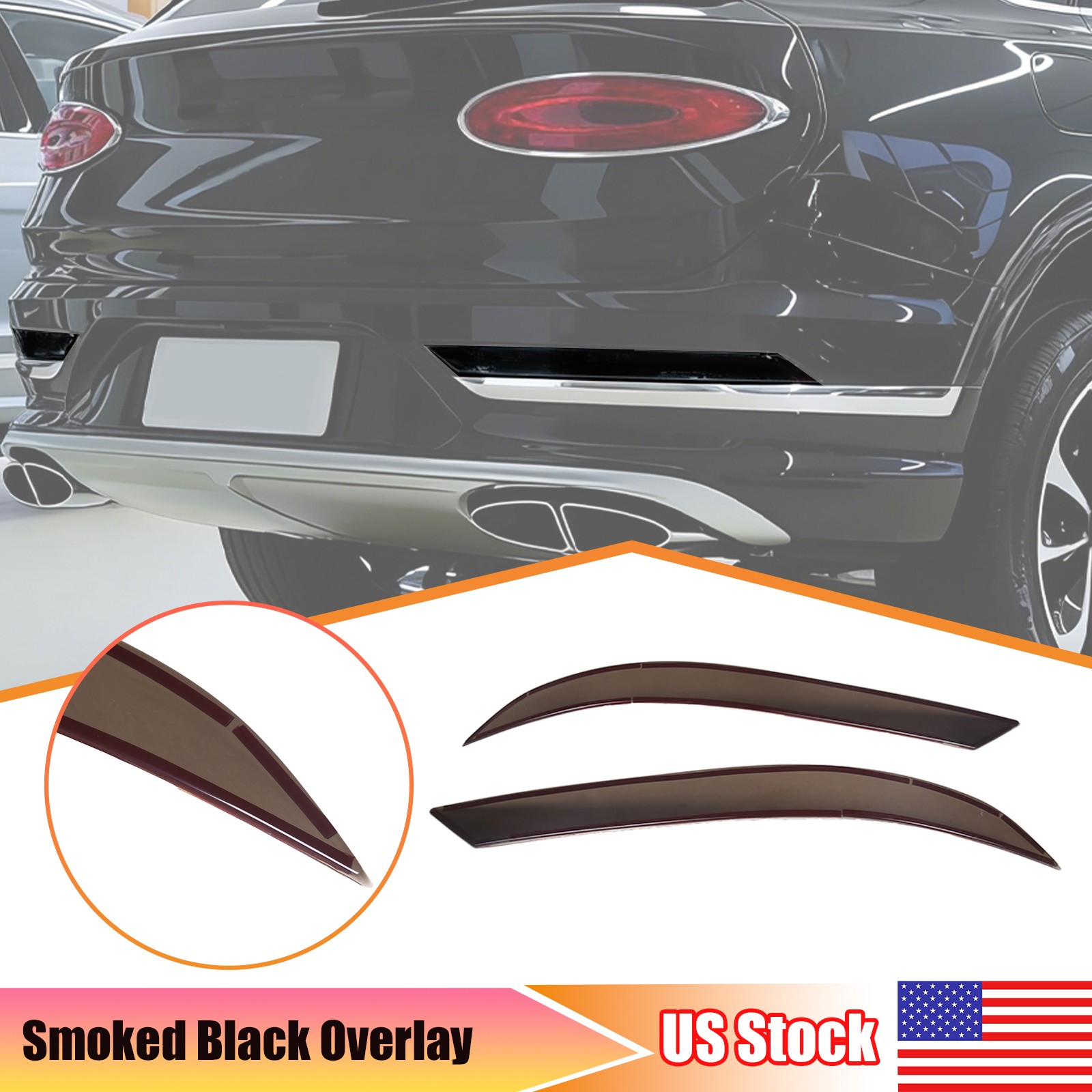 Smoked Black Rear Fog Light Lamp Trim Cover For Bentley Bentayga 2021-23 US