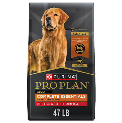 Purina  Pro Plan Essentials Shredded Blend Dry Dog Food - Beef & Rice, 47lb