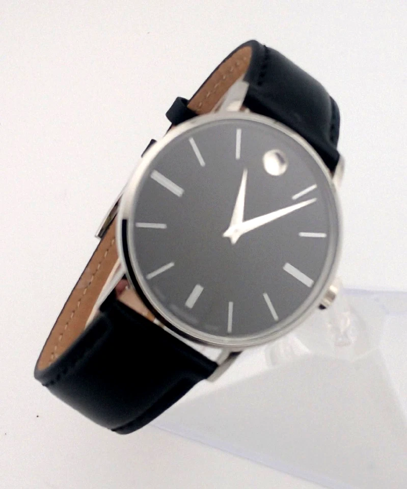 Movado Hombre "Caballeros" Clásico Museo Cuero Negro; Modelo #80.1.14.1830; Nuevo~En~Caja Foto 4 de 4