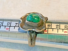   NATIVE AMERICAN Fred Harvey Sterling Silver BEAUTIFUL RING Green Turquoise 7