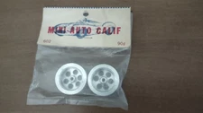 MINI AUTO VINTAGE 7/8 X 7/16 CHROME 1/24 SLOT CAR DRILLED WHEELS NOS