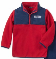  150 Tommy Hilfiger Boys Red Long Sleeve Sweater Half Zip Pullover Size 24m