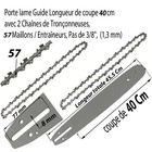 PACK Guide +2 chaines tronçonneuse 3/8" LP 0.050" 57 ent. 40 cm de coupe