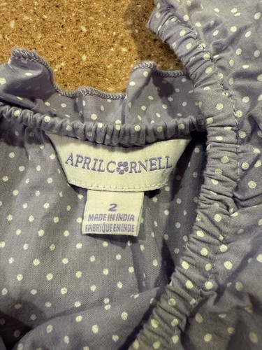 April Cornell Dress Purple With White Polka Dot Sleeveless Baby Girl 2 - Picture 5 of 8