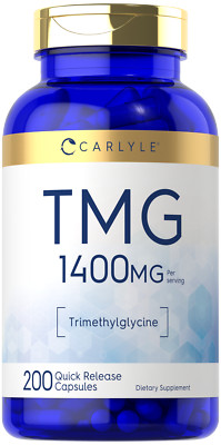 TMG Supplement 1400mg | 200 Caplets | Trimethylglycine | Non-GMO | by Carlyle