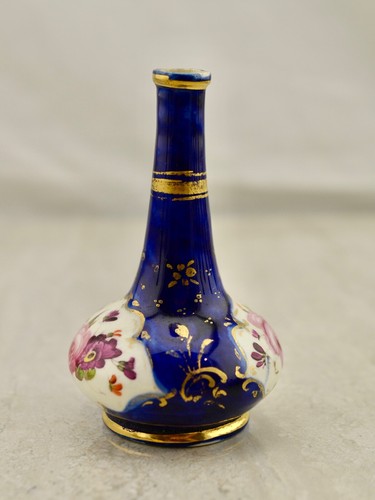 Antique C.19th Georgian Coalport Spode Derby floral painted miniature vase (1) - Picture 4 of 8